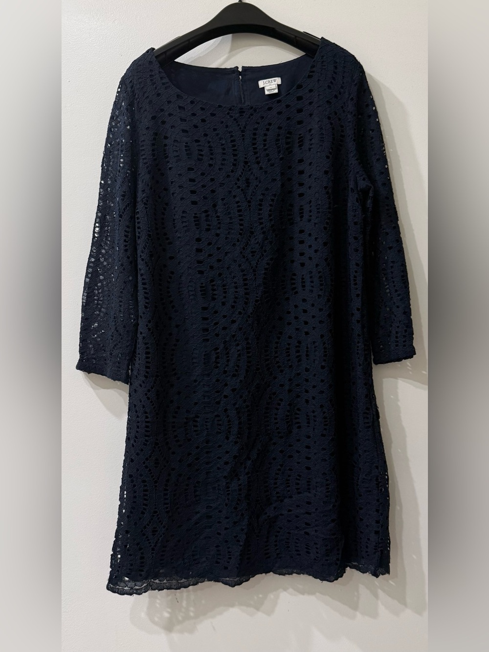 J.Crew | Navy Crochet Lace Dress | 3/4 Sleeve | Size = 10